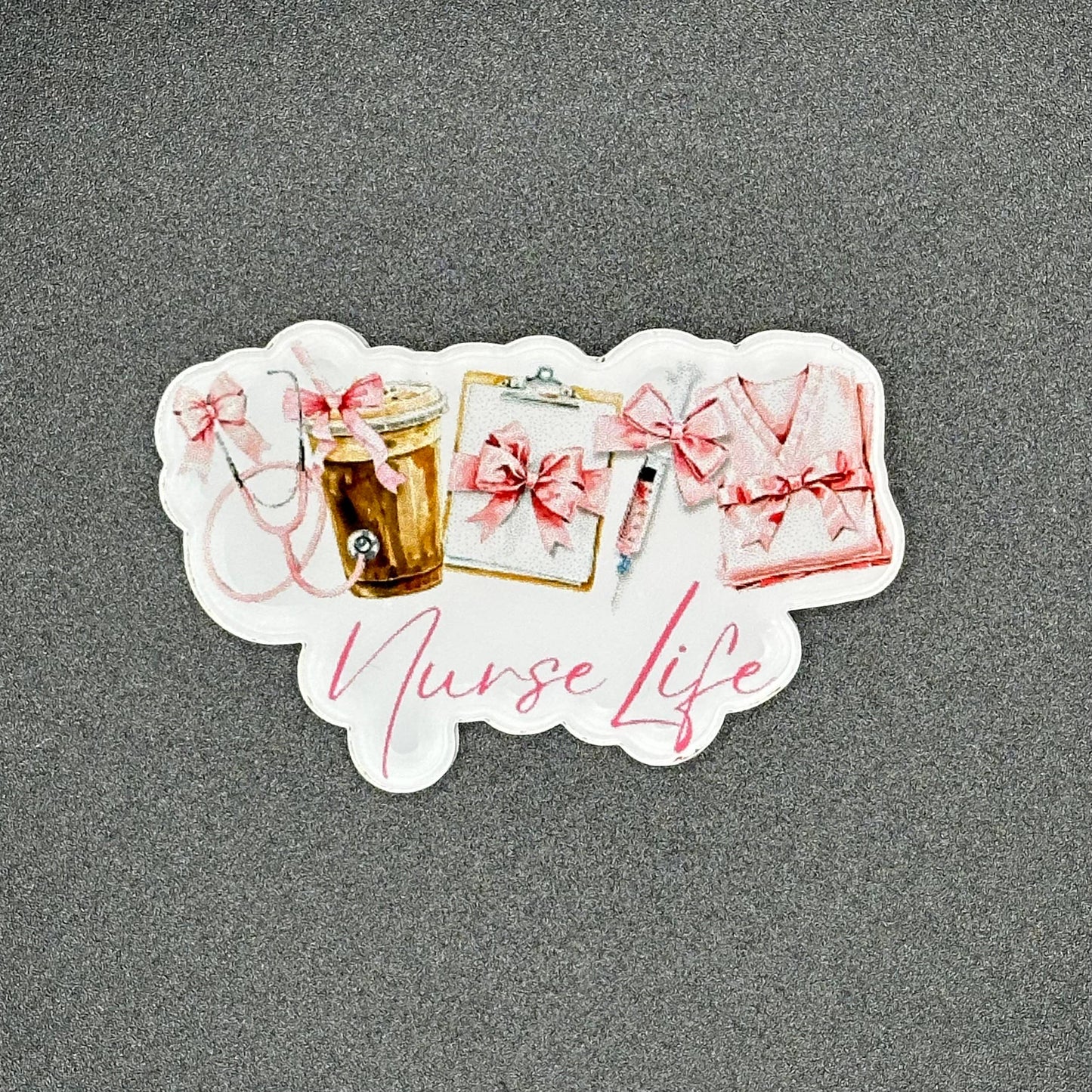Pink Nurse Life Essentials Badge Reel
