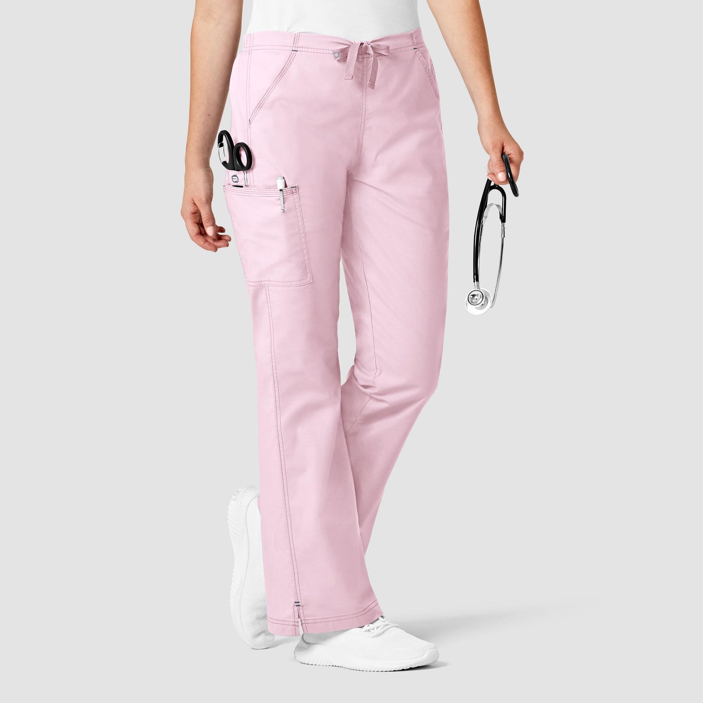 WonderFLEX Grace - Pantalones de trabajo con pernera acampanada y cargo para mujer - Rosa rubor