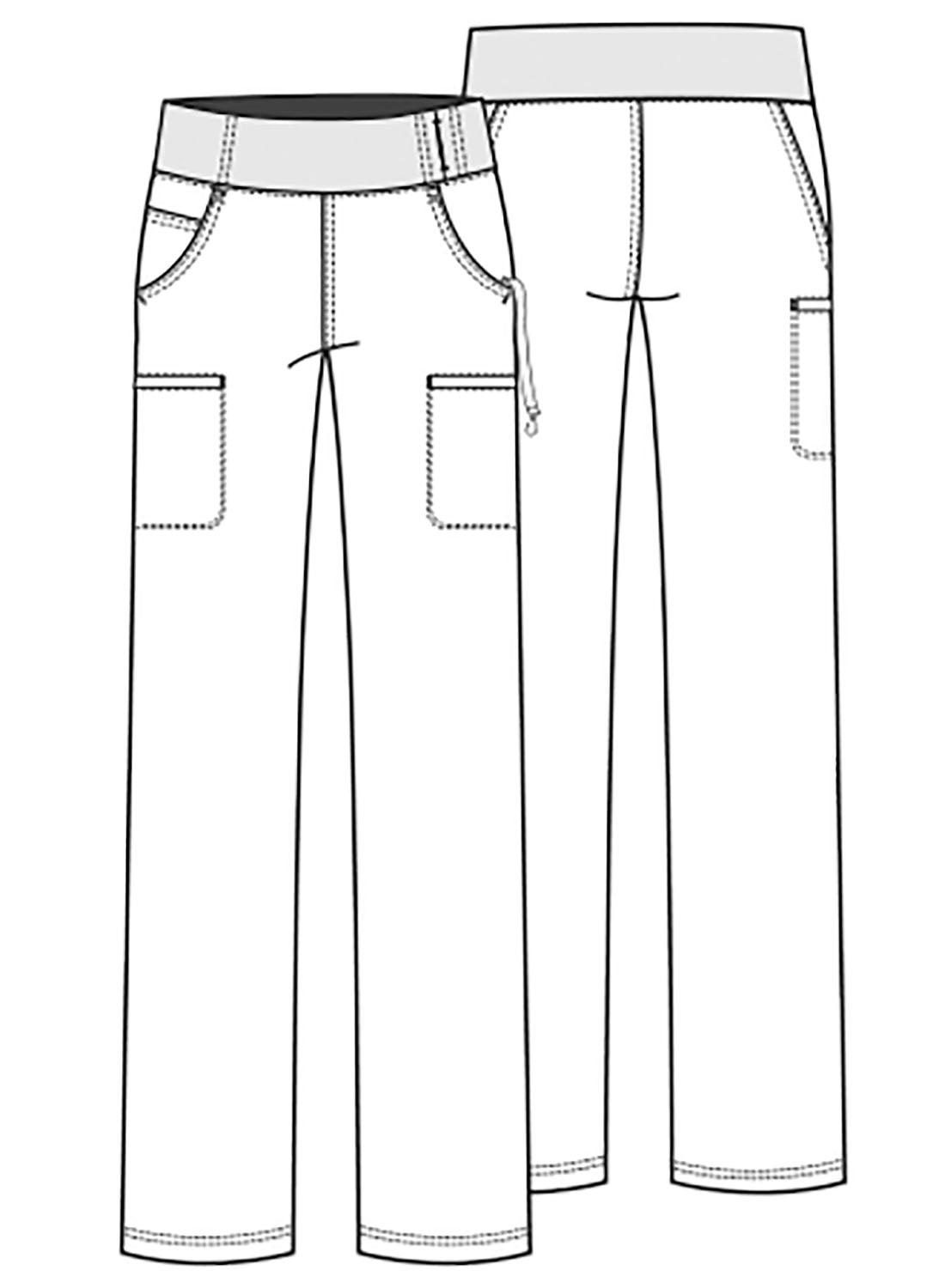 Cherokee iFlex Mid Rise Straight Leg Pull-on Pant in Black