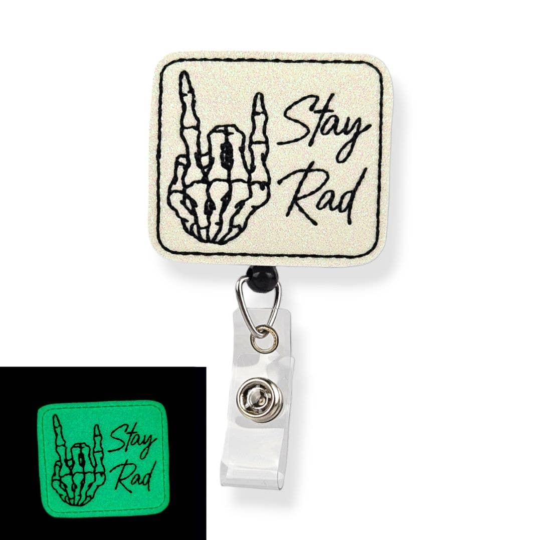 Insignia Stay Rad Pal - Vinilo que brilla en la oscuridad: negro / clip para cinturón