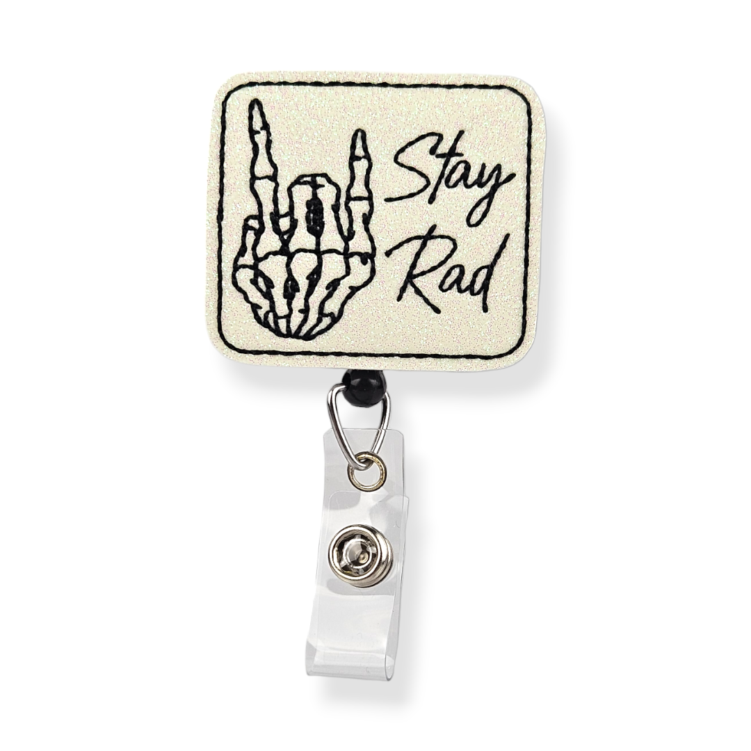 Insignia Stay Rad Pal - Vinilo que brilla en la oscuridad: negro / clip para cinturón