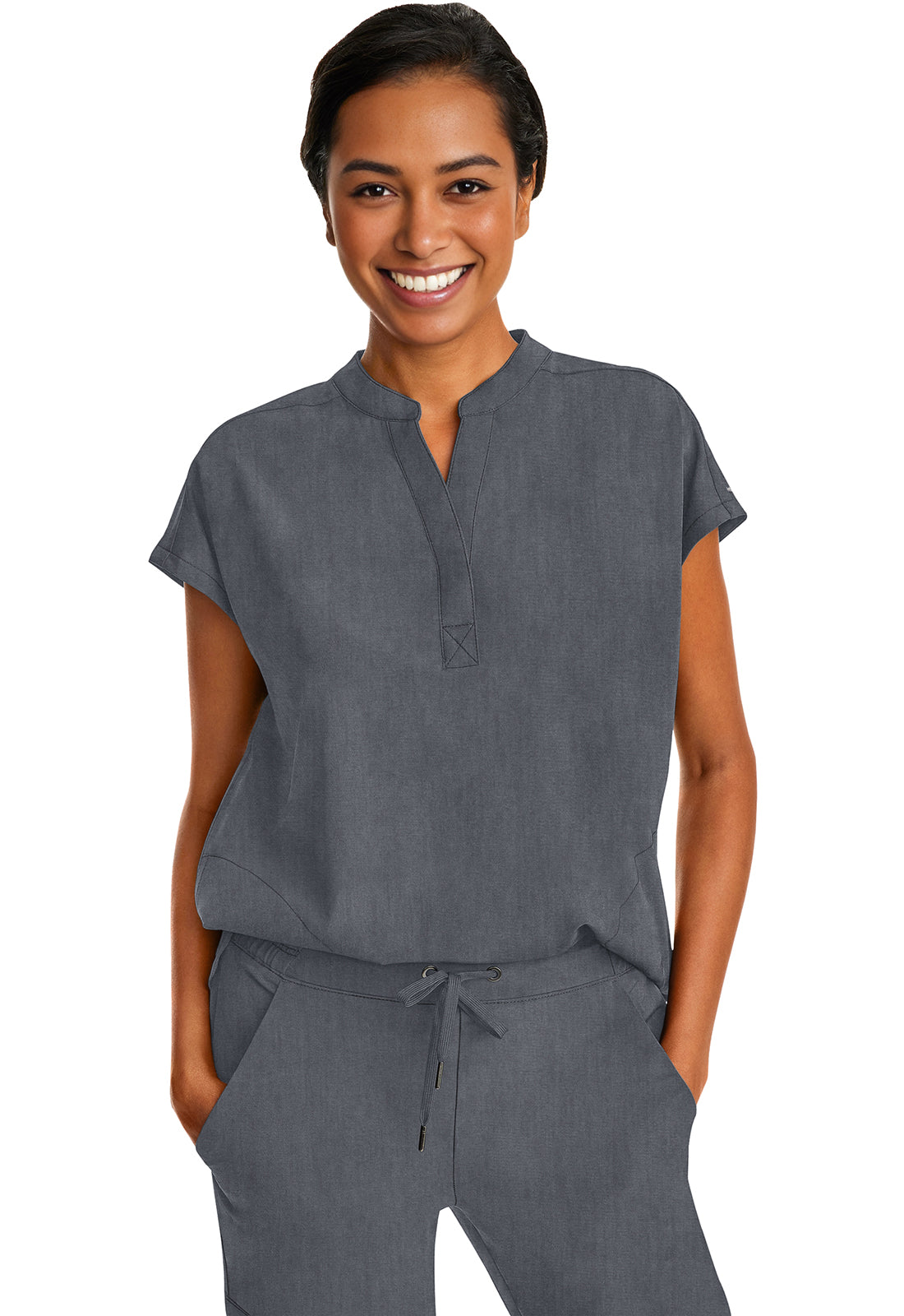 Healing Hands Purple Label Journey Top in Heather Grey
