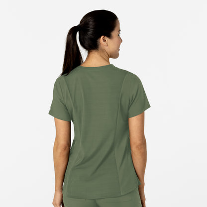 W123 Women's Flex-n-Reach V-Neck Scrub Top - Olive