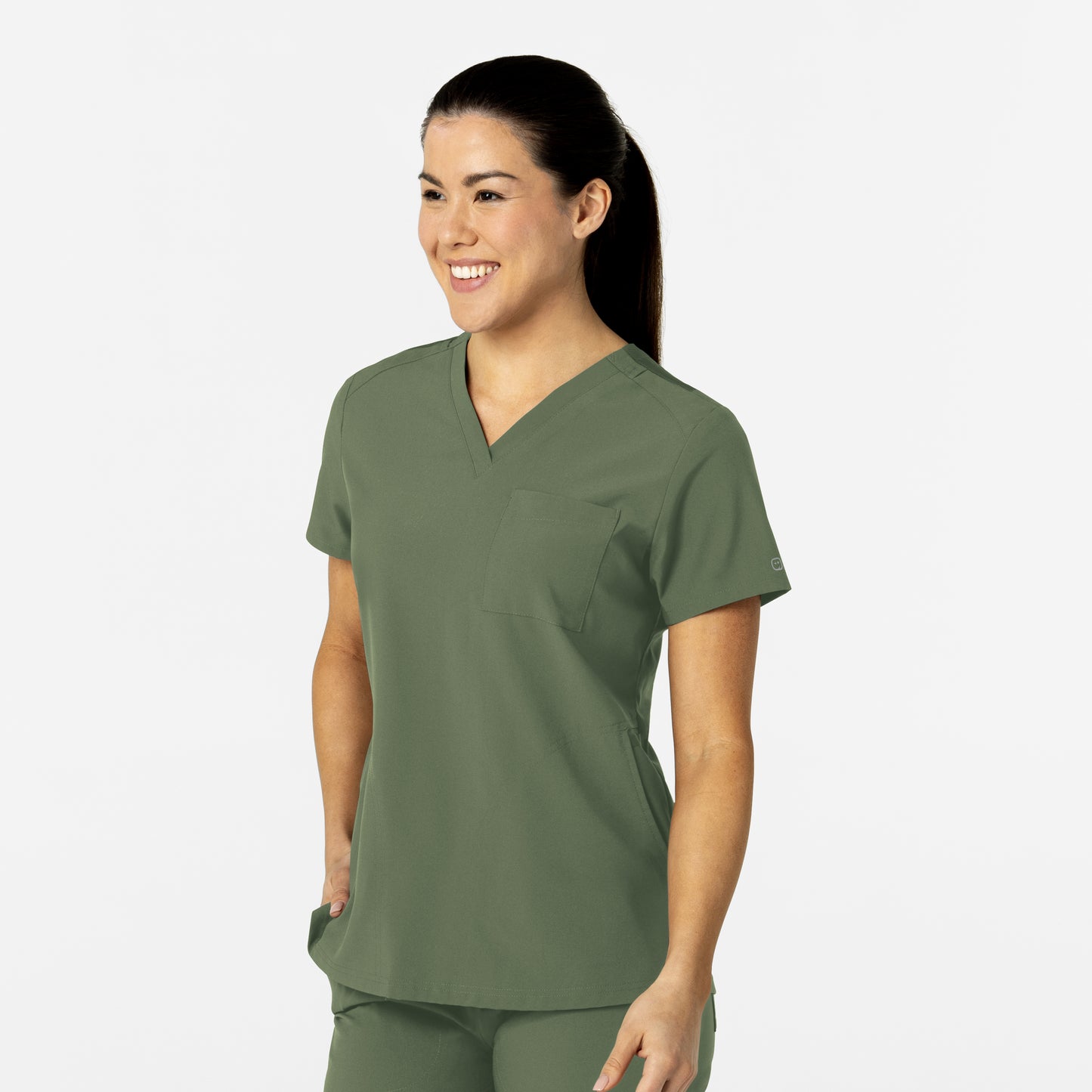 W123 Women's Flex-n-Reach V-Neck Scrub Top - Olive