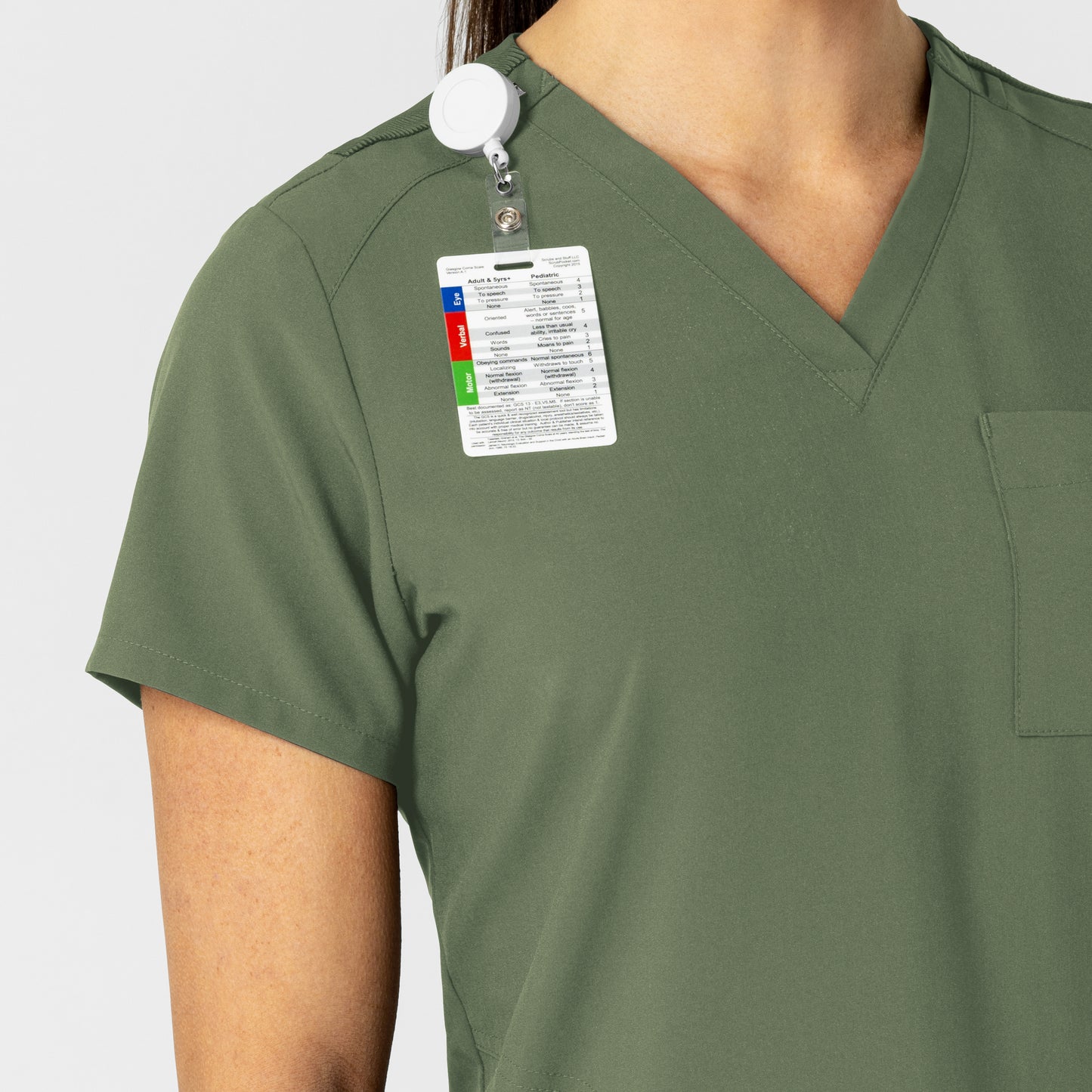 W123 Women's Flex-n-Reach V-Neck Scrub Top - Olive