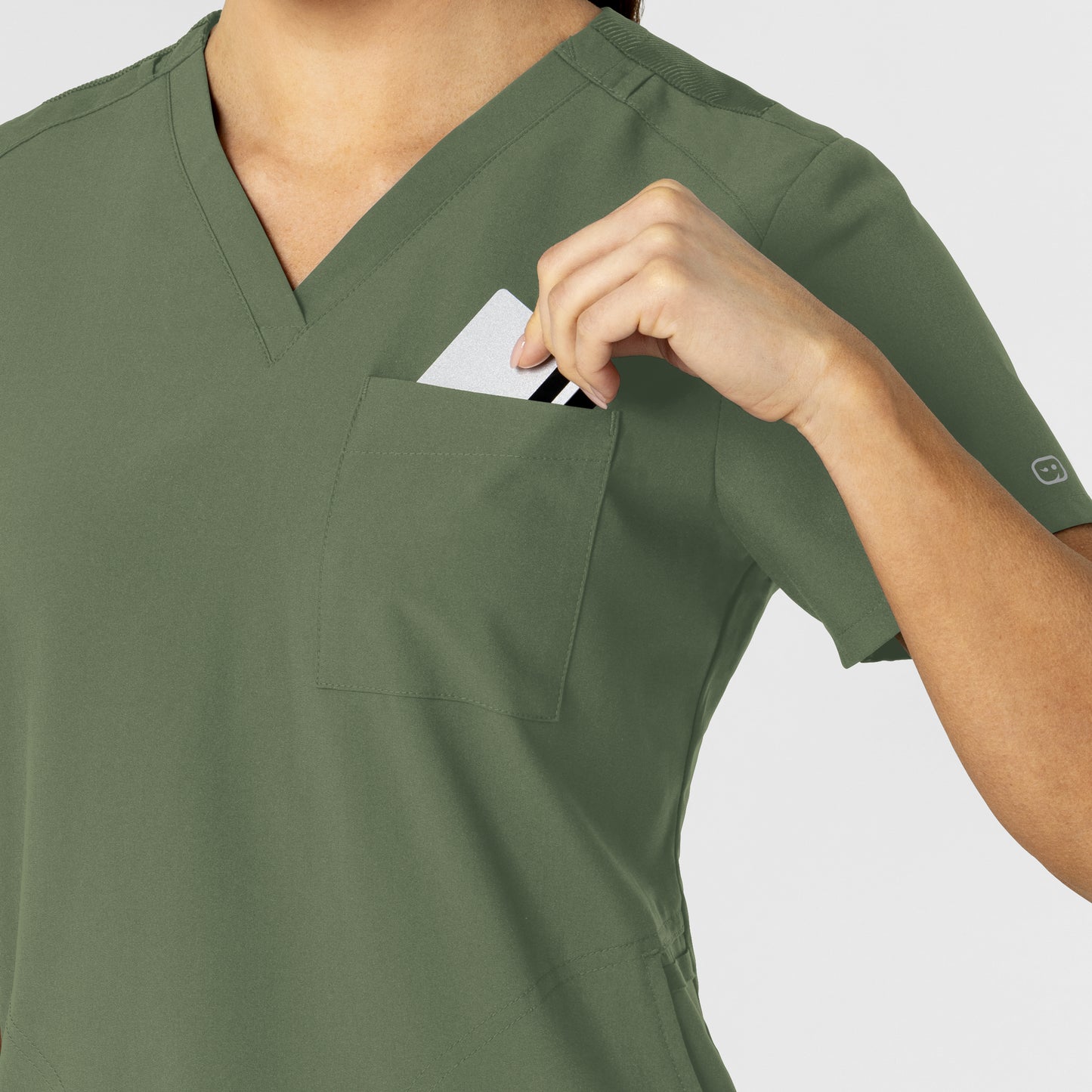 W123 Women's Flex-n-Reach V-Neck Scrub Top - Olive