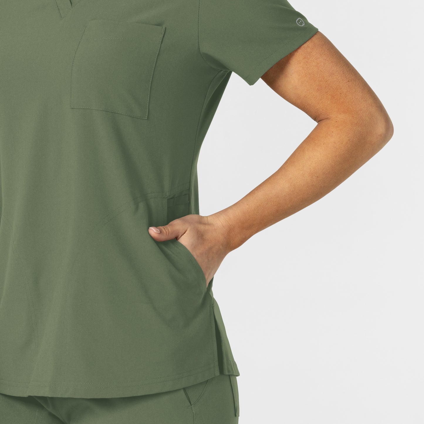 W123 Women's Flex-n-Reach V-Neck Scrub Top - Olive