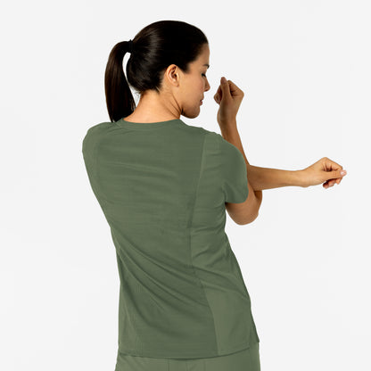 W123 Women's Flex-n-Reach V-Neck Scrub Top - Olive