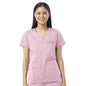 WonderFLEX Patience - Women's Curved Notch Neck Scrub Top- Rose Blush
