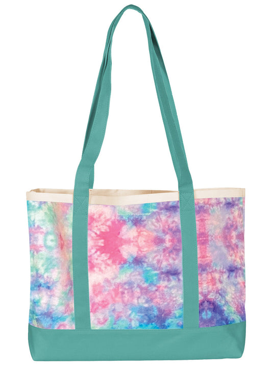 Tie Dye Turquoise Large Tote Bag