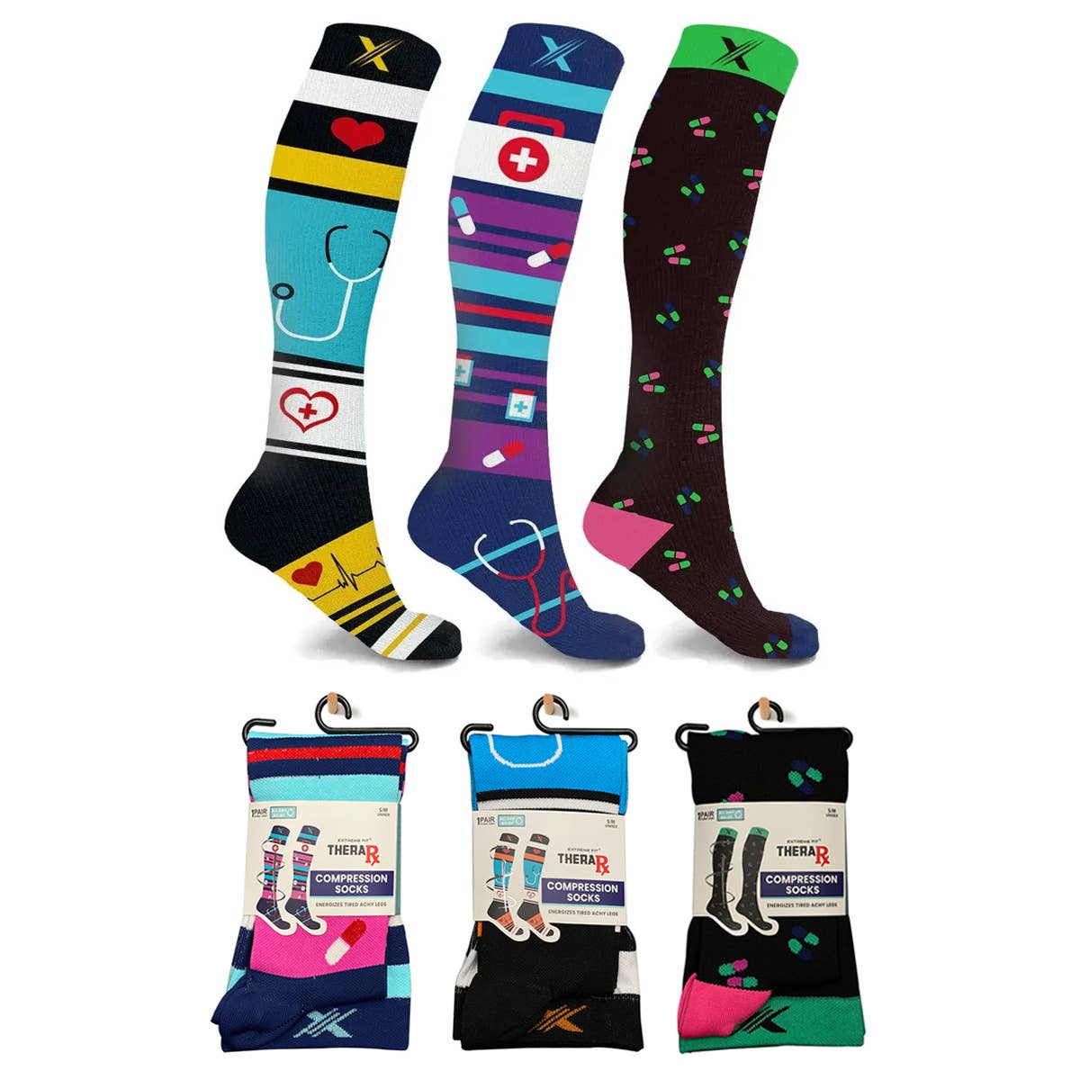 THERA RX Nurse Compression Socks - L/XL, 3 Styles – Fulli-Stocked ...