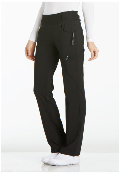 Cherokee iFlex Mid Rise Straight Leg Pull-on Pant in Black