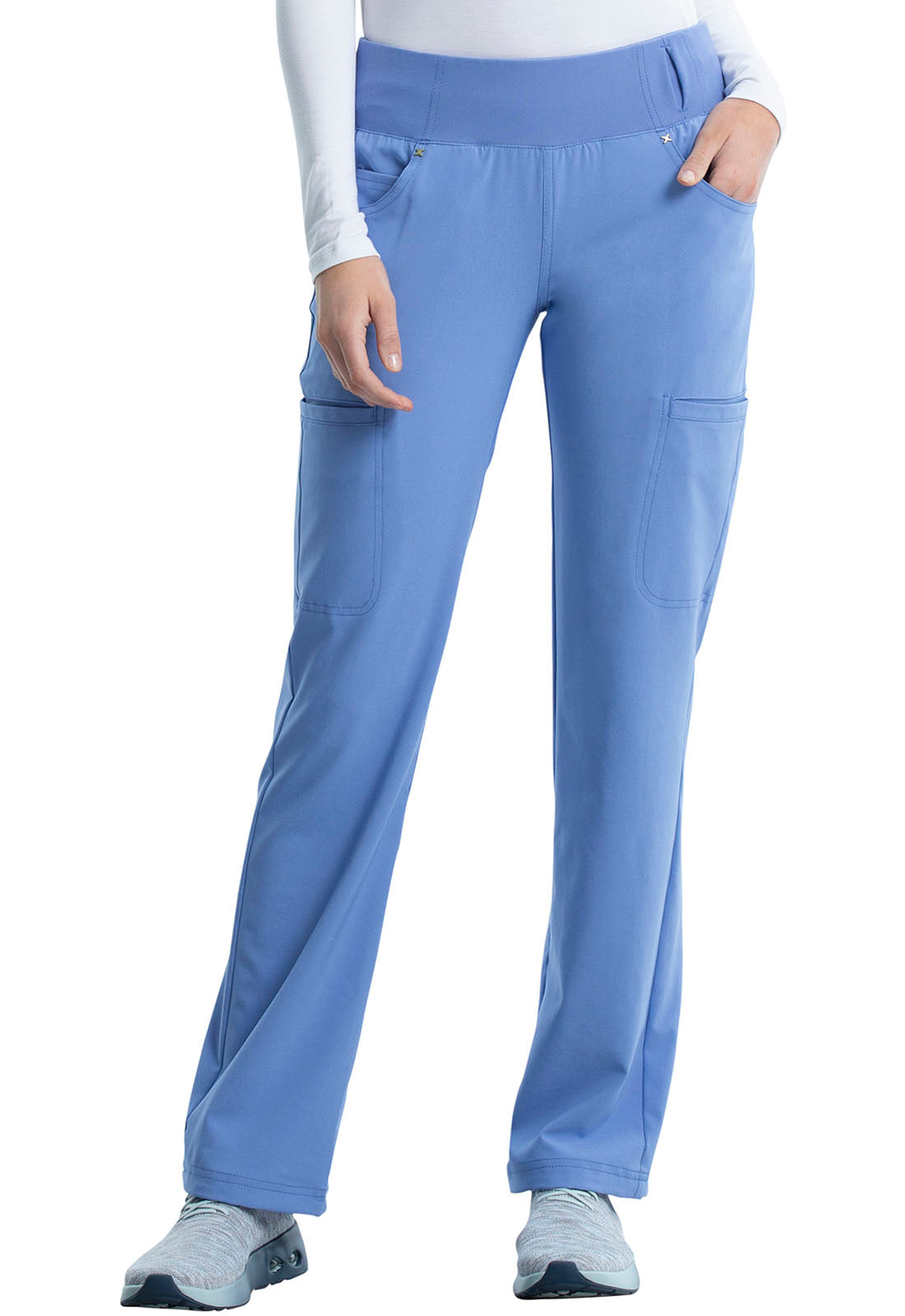 Cherokee iFlex Mid Rise Straight Leg Pull-on Pant in Ceil