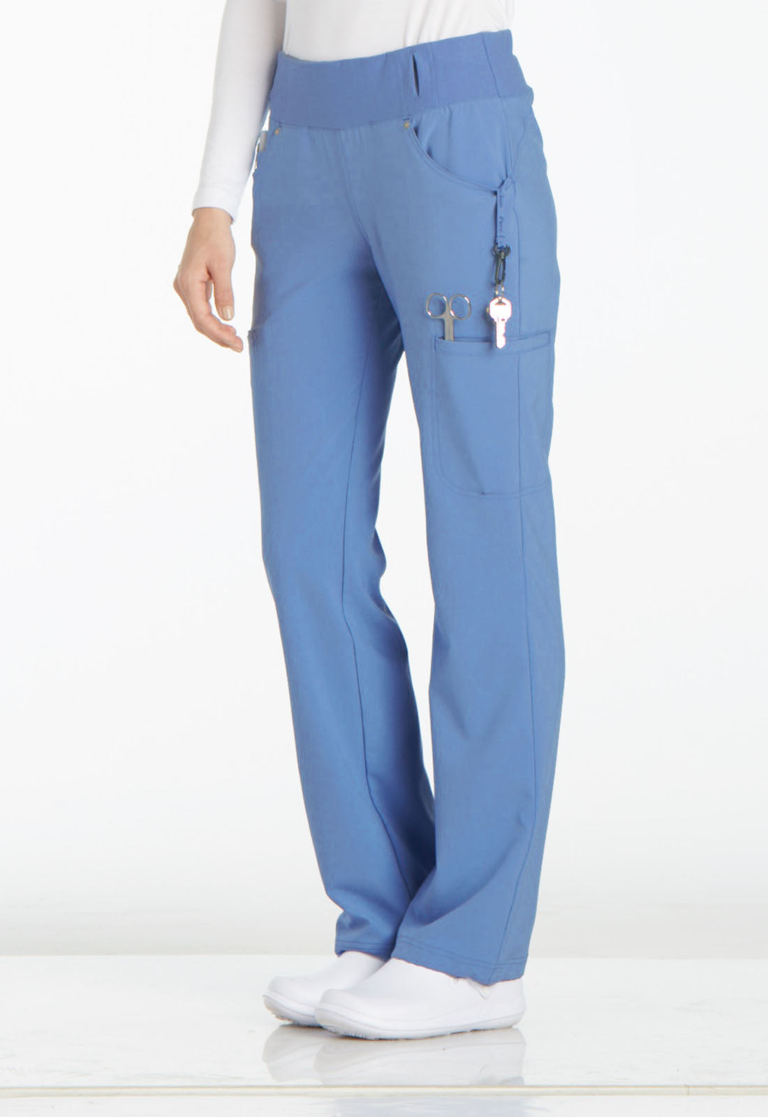 Cherokee iFlex Mid Rise Straight Leg Pull-on Pant in Ceil