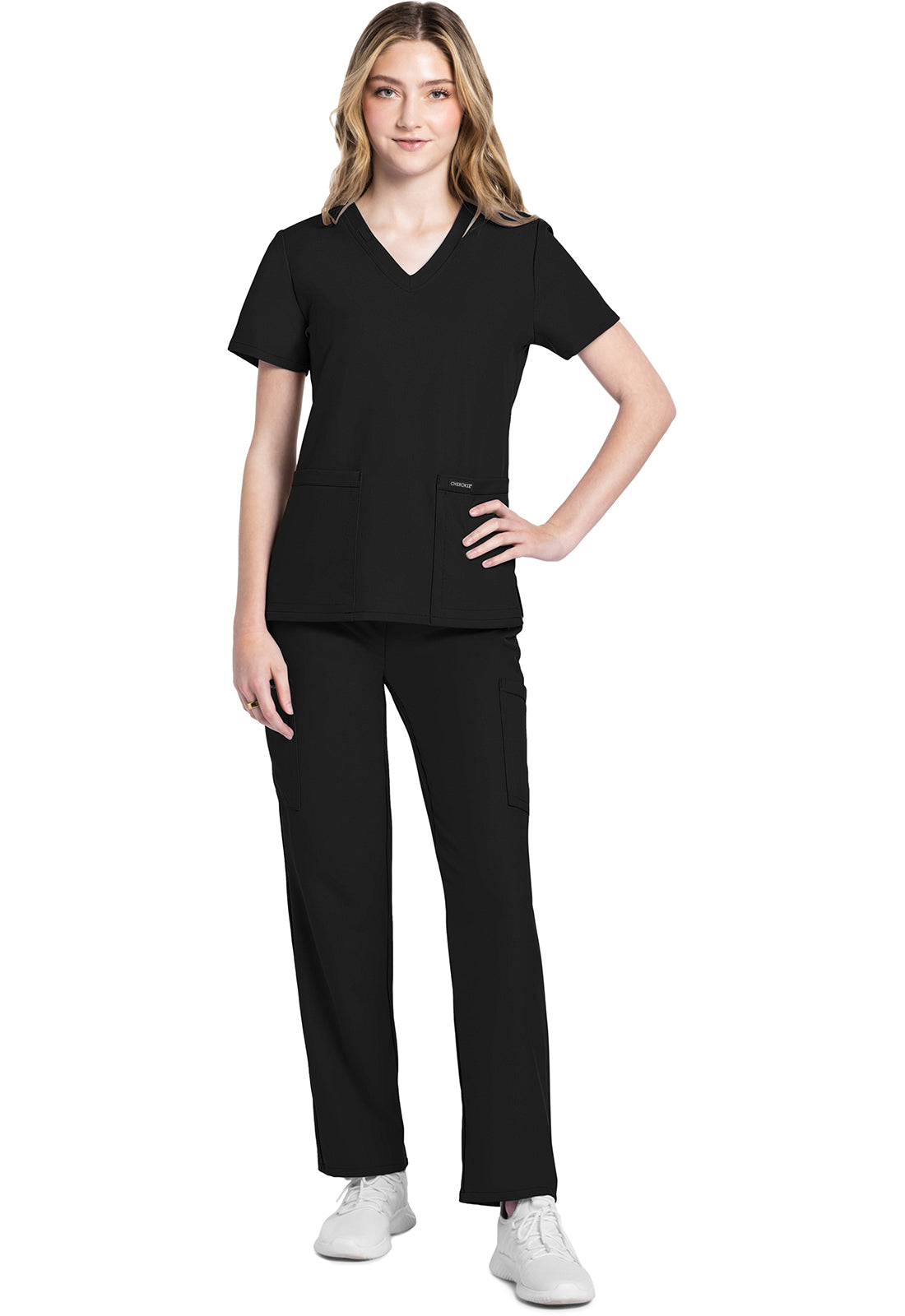 Blusa con cuello en V Ultra de Cherokee WW Originals en color negro