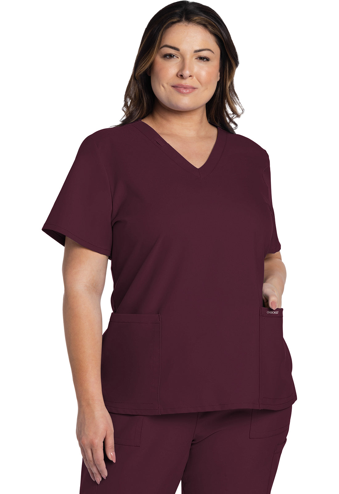 Blusa con cuello en V Ultra de Cherokee WW Originals en color negro