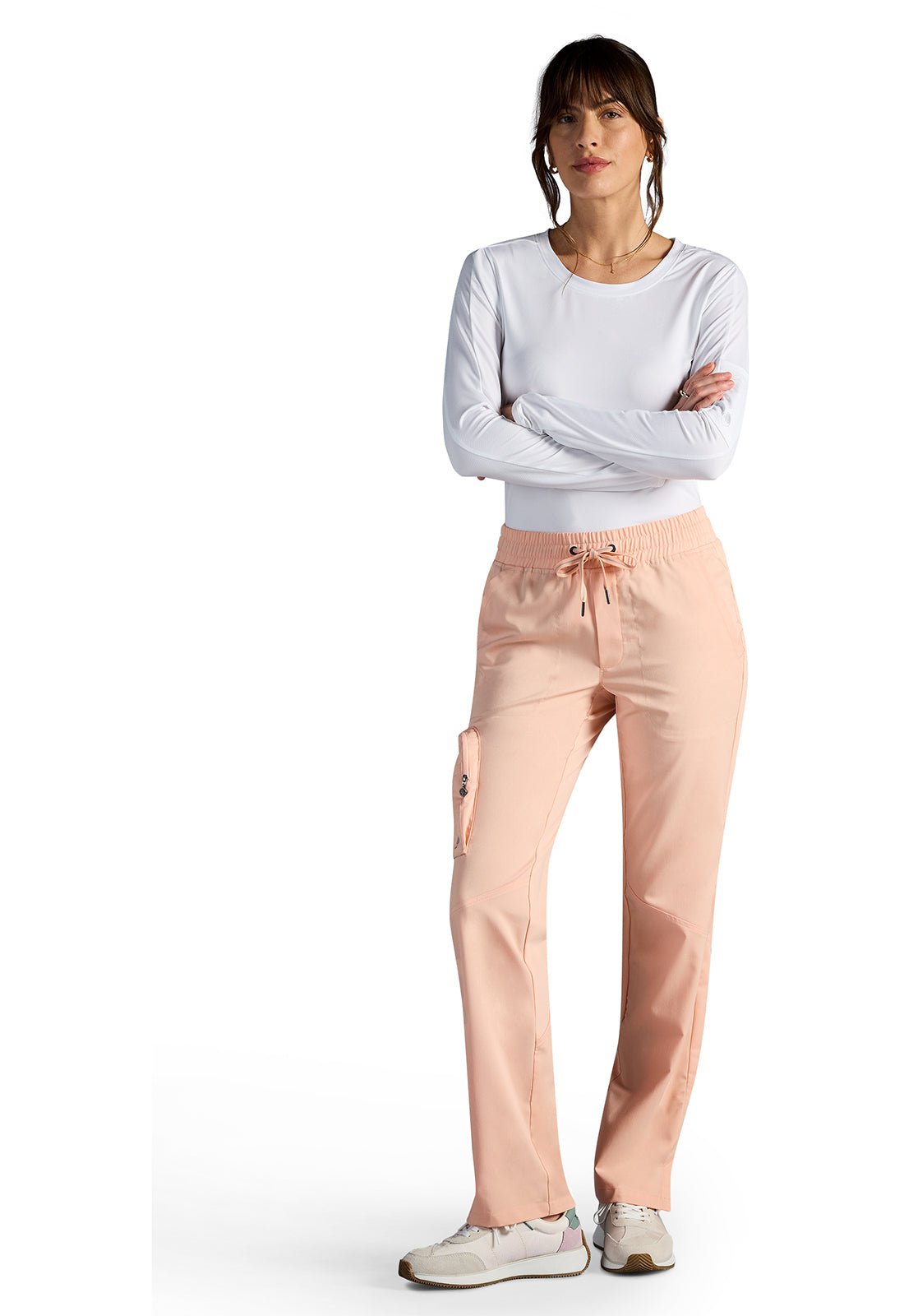 Veronica Drawstring Straight Leg Pant in Peach Cloud HH X DR KWANE