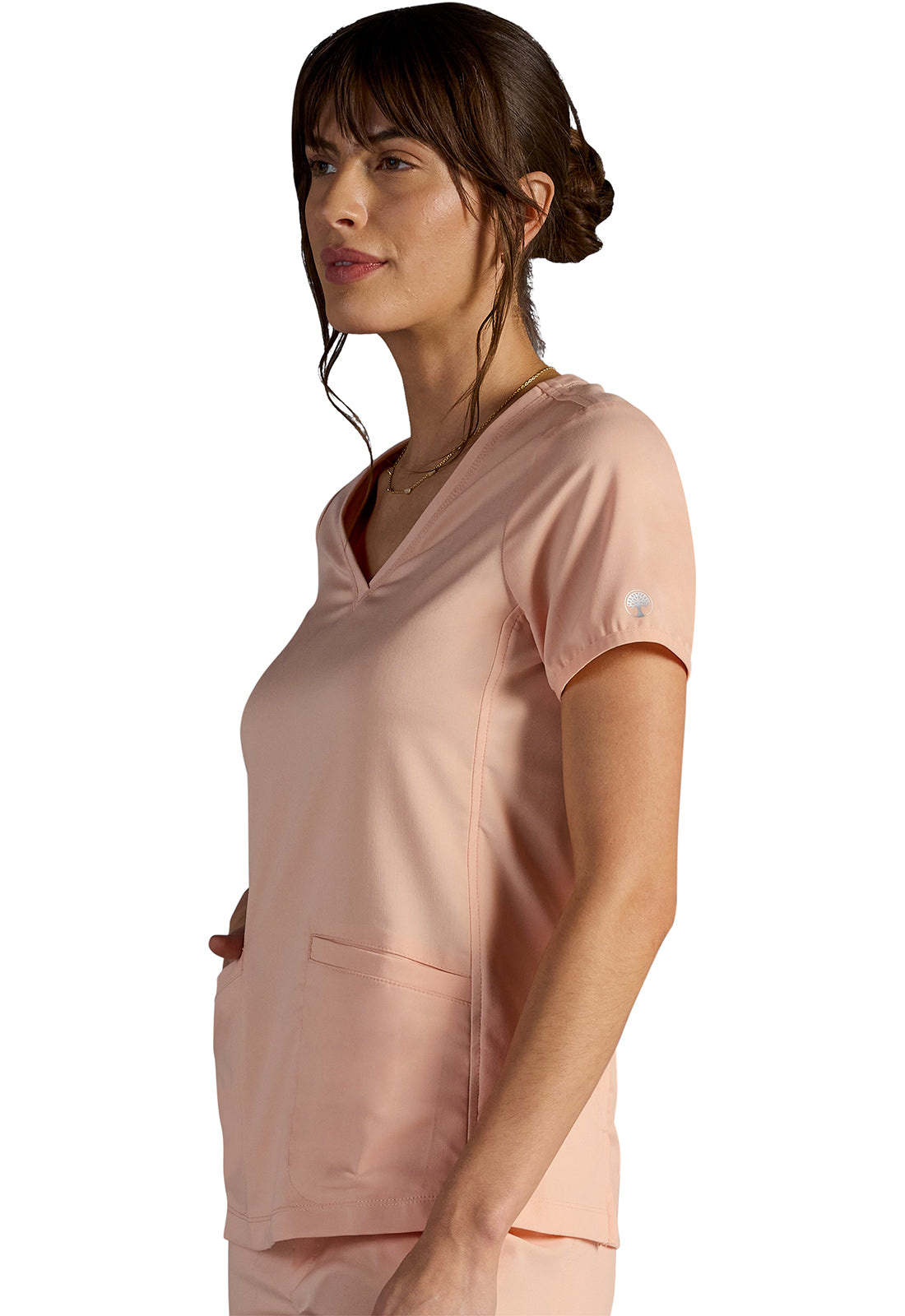 Vivian V-Neck Top in Peach Cloud
