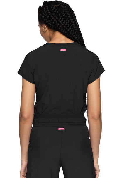Quarter Zip V-Neck Tuckable Top in Black MC AMP