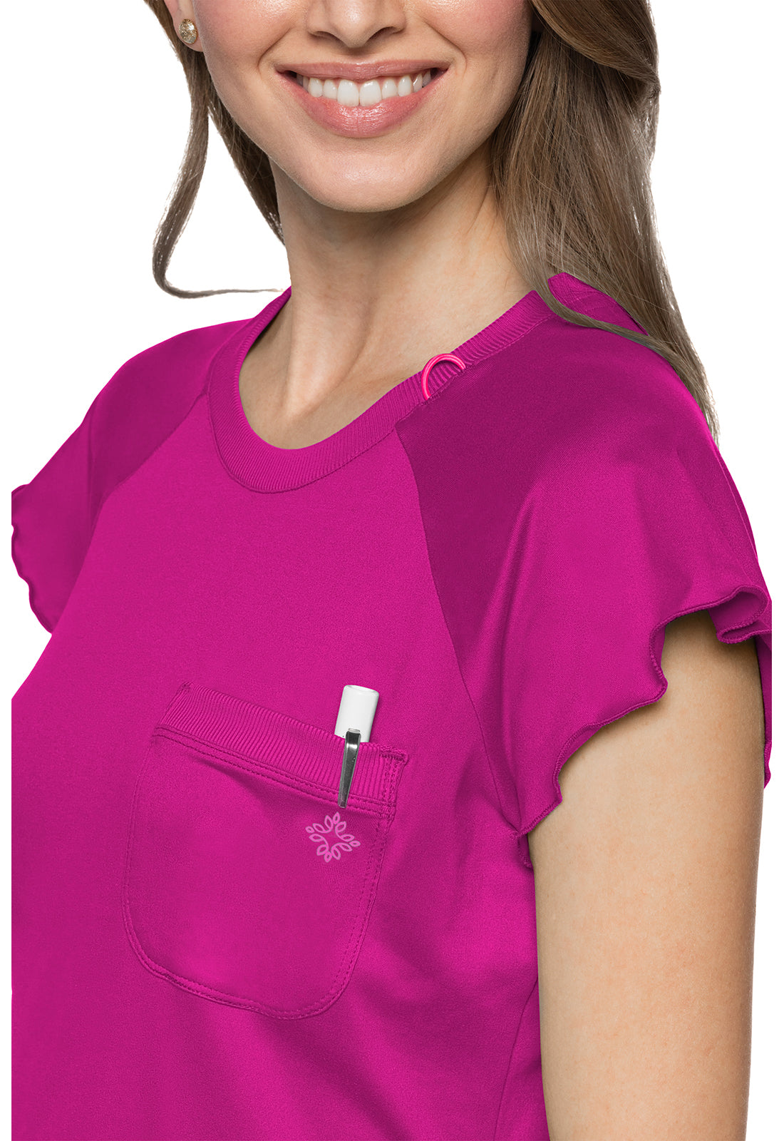 MC Layers Knit Lettuce-Edged Top in Amp Pink