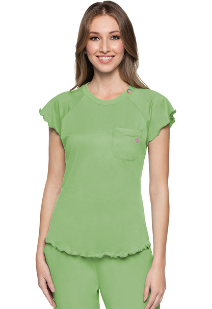 MC Layers Knit Lettuce-Edged Top in Amp Pink