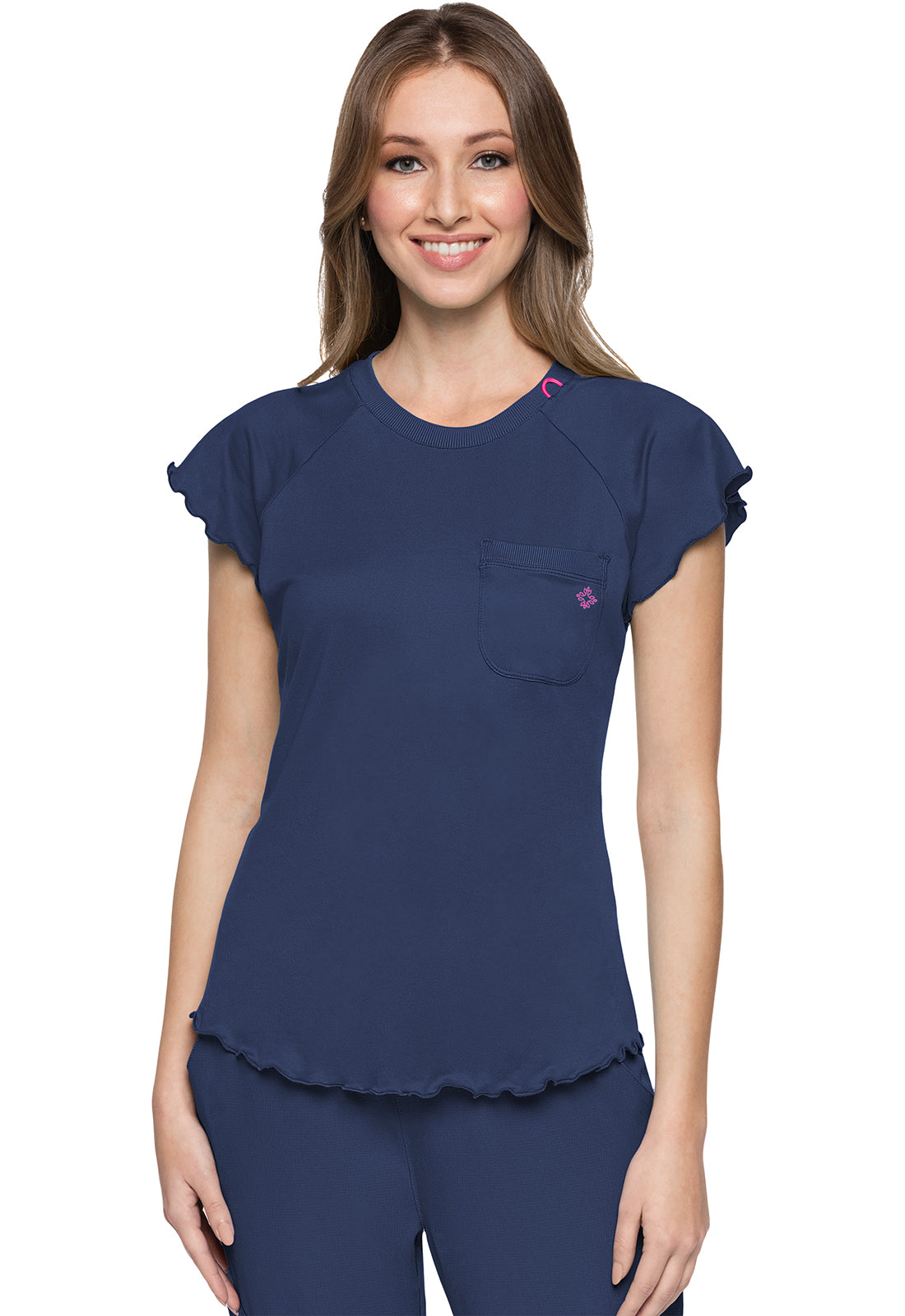 MC Layers Knit Lettuce-Edged Top in Amp Pink