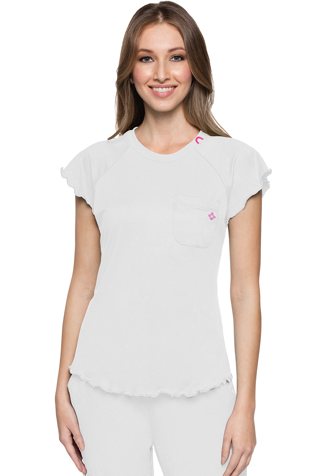 MC Layers Knit Lettuce-Edged Top in Amp Pink