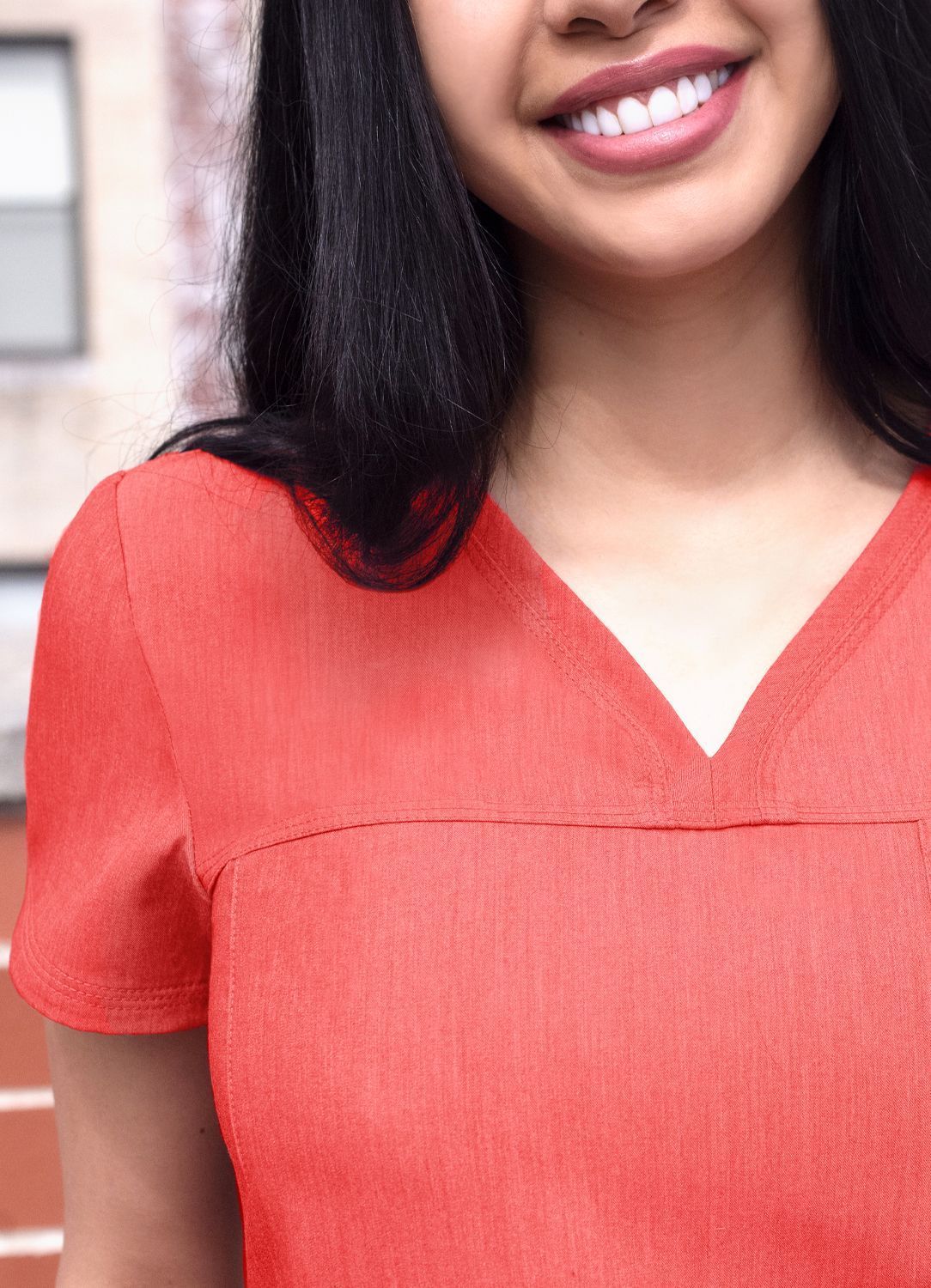 Blusa médica con escote en V y escote en forma de corazón para mujer, colección Pro Heather, estilo: P4210