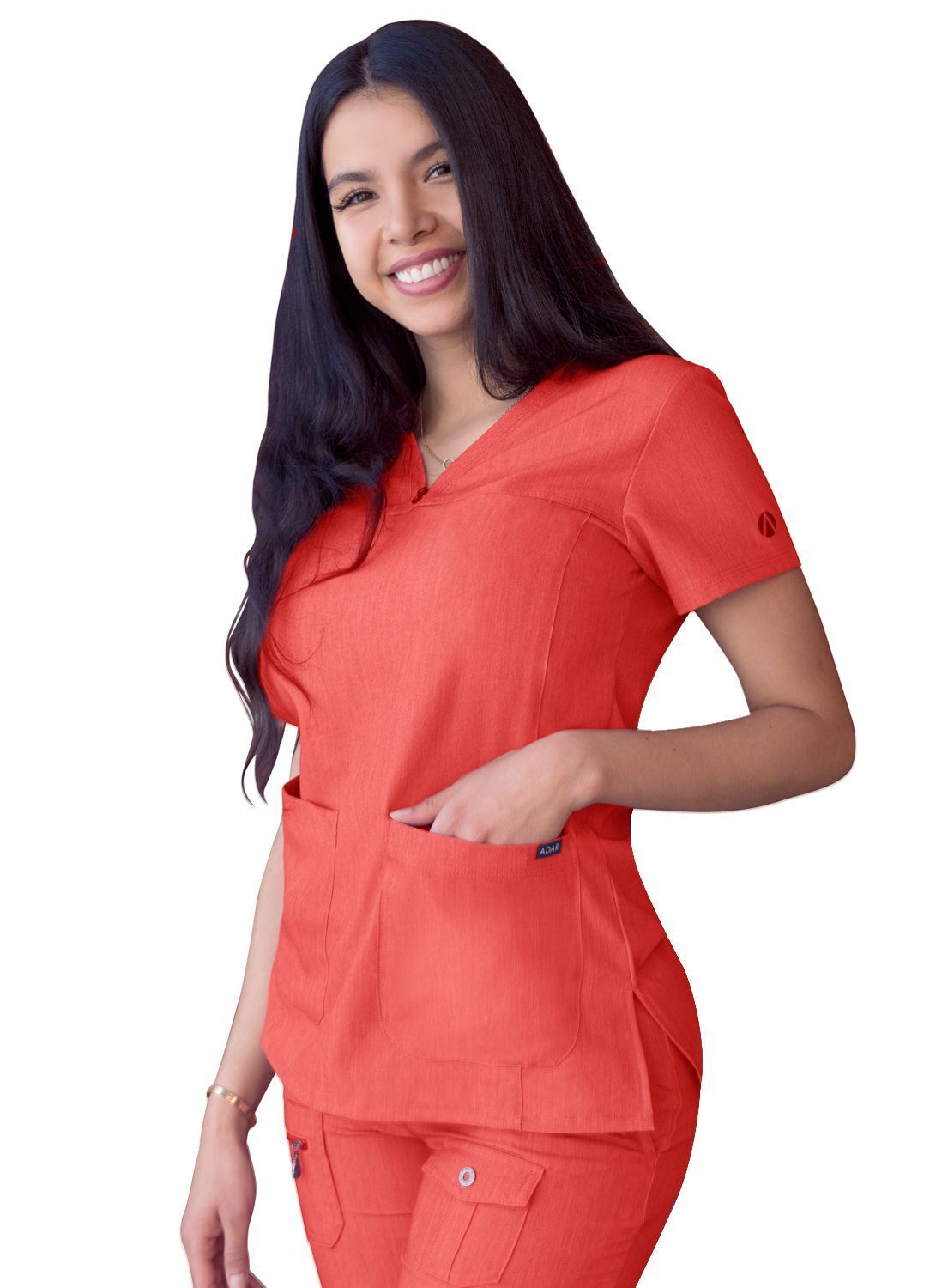 Blusa médica con escote en V y escote en forma de corazón para mujer, colección Pro Heather, estilo: P4210