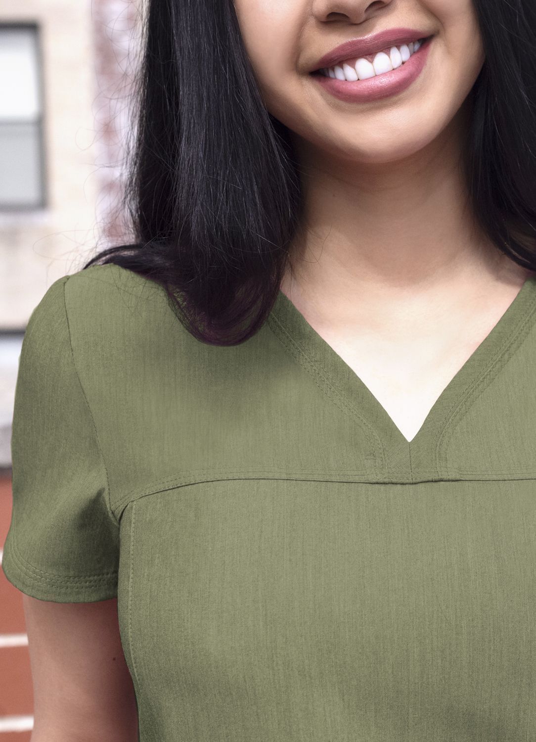 Blusa médica con escote en V y escote en forma de corazón para mujer, colección Pro Heather, estilo: P4210