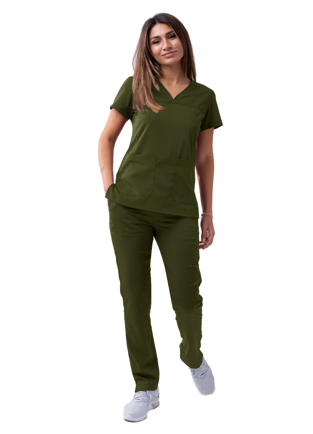 Blusa médica con escote en V y escote en forma de corazón para mujer de Adar, colección Pro, estilo: P4210